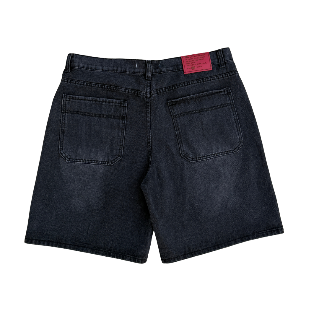 Washed Black Denim Jorts